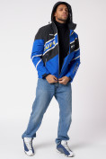 Оптом Куртка спортивная мужская с капюшоном синего цвета 3583S в Екатеринбурге, фото 6