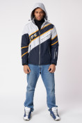 Оптом Куртка спортивная мужская с капюшоном темно-синего цвета 3583TS в Казани, фото 4