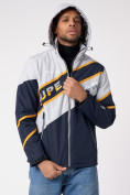 Оптом Куртка спортивная мужская с капюшоном темно-синего цвета 3583TS в Казани, фото 6