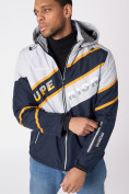 Оптом Куртка спортивная мужская с капюшоном темно-синего цвета 3583TS в Казани, фото 8