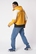 Оптом Куртка спортивная мужская с капюшоном желтого цвета 3589J в Казани, фото 9