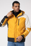 Оптом Куртка спортивная мужская с капюшоном желтого цвета 3589J в Екатеринбурге, фото 10