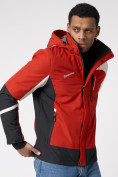 Оптом Куртка спортивная мужская с капюшоном красного цвета 3589Kr в Казани, фото 4