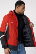 Оптом Куртка спортивная мужская с капюшоном красного цвета 3589Kr в Екатеринбурге, фото 9