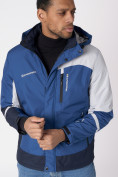 Оптом Куртка спортивная мужская с капюшоном синего цвета 3589S в Казани, фото 13