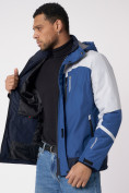 Оптом Куртка спортивная мужская с капюшоном синего цвета 3589S в Казани, фото 15