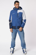 Оптом Куртка спортивная мужская с капюшоном синего цвета 3589S в Екатеринбурге, фото 8