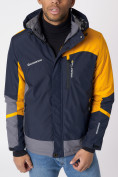Оптом Куртка спортивная мужская с капюшоном темно-синего цвета 3589TS в Казани, фото 3