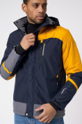 Оптом Куртка спортивная мужская с капюшоном темно-синего цвета 3589TS в Казани, фото 5