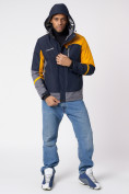 Оптом Куртка спортивная мужская с капюшоном темно-синего цвета 3589TS в Казани, фото 13