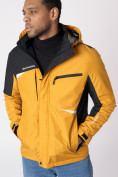 Оптом Куртка спортивная мужская с капюшоном желтого цвета 3590J в Екатеринбурге, фото 9