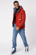 Оптом Куртка спортивная мужская с капюшоном красного цвета 3590Kr в Казани, фото 4