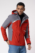 Оптом Куртка спортивная мужская с капюшоном красного цвета 3590Kr в Екатеринбурге, фото 8