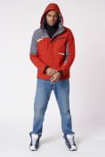 Оптом Куртка спортивная мужская с капюшоном красного цвета 3590Kr в Казани, фото 3
