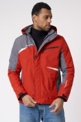 Оптом Куртка спортивная мужская с капюшоном красного цвета 3590Kr в Екатеринбурге, фото 7