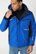 Оптом Куртка спортивная мужская с капюшоном синего цвета 3590S в Казани, фото 8