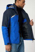 Оптом Куртка спортивная мужская с капюшоном синего цвета 3590S, фото 12