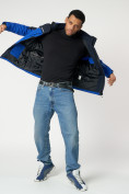 Оптом Куртка спортивная мужская с капюшоном синего цвета 3590S, фото 6