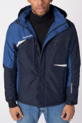 Оптом Куртка спортивная мужская с капюшоном темно-синего цвета 3590TS в Казани, фото 9