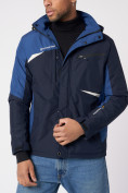 Оптом Куртка спортивная мужская с капюшоном темно-синего цвета 3590TS в Казани, фото 10