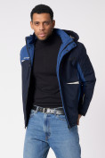 Оптом Куртка спортивная мужская с капюшоном темно-синего цвета 3590TS в Казани, фото 5