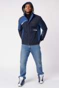 Оптом Куртка спортивная мужская с капюшоном темно-синего цвета 3590TS в Казани, фото 3