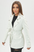 Оптом Классическая кожаная куртка женская белого цвета 3607Bl в Казани, фото 14