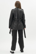 Оптом Классическая кожаная куртка женская черного цвета 3607Ch в Екатеринбурге, фото 3