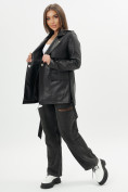 Оптом Классическая кожаная куртка женская черного цвета 3607Ch в Екатеринбурге, фото 5