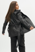Оптом Классическая кожаная куртка женская черного цвета 3607Ch в Казани, фото 8