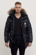 Оптом Зимняя куртка с мехом мужская черного цвета 404Ch в Екатеринбурге, фото 2