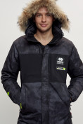 Оптом Зимняя куртка с мехом мужская черного цвета 404Ch в Казани, фото 9