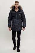 Оптом Зимняя куртка с мехом мужская черного цвета 404Ch в Казани