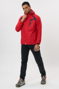 Оптом Ветровка спортивная с капюшоном мужская красного цвета 671Kr в Казани, фото 13