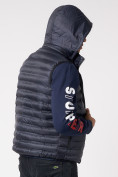 Оптом Куртка 2 в 1 мужская толстовка и жилетка темно-синего цвета 70131-1TS, фото 7