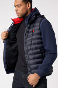Оптом Куртка 2 в 1 мужская толстовка и жилетка темно-синего цвета 70131-1TS, фото 9
