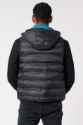 Оптом Куртка 2 в 1 мужская толстовка и жилетка черного цвета 70131Ch в Казани, фото 4