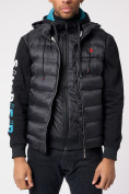 Оптом Куртка 2 в 1 мужская толстовка и жилетка черного цвета 70131Ch в Казани, фото 7