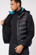 Оптом Куртка 2 в 1 мужская толстовка и жилетка черного цвета 70131Ch в Екатеринбурге, фото 9