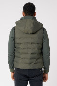 Оптом Куртка 2 в 1 мужская толстовка и жилетка цвета хаки 70131Kh в Екатеринбурге, фото 4