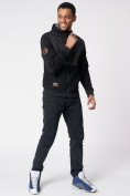 Оптом Толстовка с капюшоном мужская на молнии черного цвета 7015Ch в Екатеринбурге, фото 11