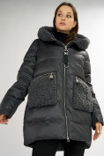Оптом Куртка зимняя big size болотного цвета 72180Bt в Екатеринбурге