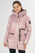 Оптом Куртка зимняя розового цвета 7501R в Казани, фото 6