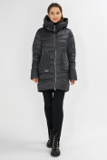 Оптом Куртка зимняя big size темно-серого цвета 7519TC в Казани