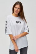 Оптом Женские футболки с надписями белого цвета 76017Bl в Казани, фото 3