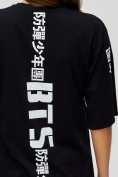 Оптом Женские футболки с надписями черного цвета 76017Ch в Казани, фото 5