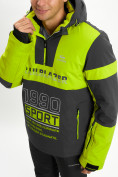 Оптом Горнолыжная куртка анорак мужская зеленого цвета 77024Z в Казани, фото 5