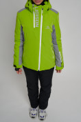 Оптом Горнолыжная куртка женская зеленого цвета 77033Z в Казани, фото 4