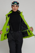 Оптом Горнолыжная куртка женская зеленого цвета 77033Z в Казани, фото 6
