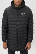 Оптом Куртка мужская демисезонная удлиненная черного цвета 7704Ch в Екатеринбурге, фото 14